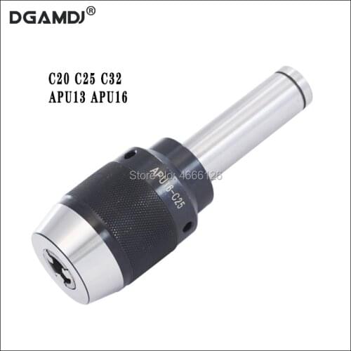 Frete gratis C20 C25 C32morse taper drill APU13 1-13mm APU16 1-16mm 3 jaw chuck CNC integrated self-tightening lathe tool holder