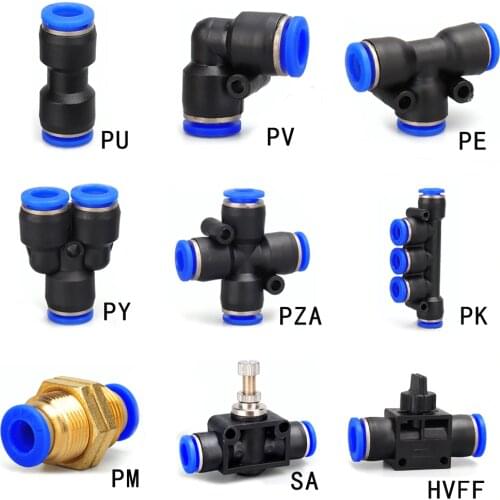 Pneumatic connector PY PE PU PV PM PZA PK SA HVFF hose connector 4-16mm plastic hose connector compressor quick connector