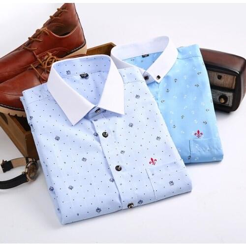 Camisa Social Masculino Dos Homens de Negócios Clássicos printed shirt Dudalinas 2021 male Manga short Colar Plus Size