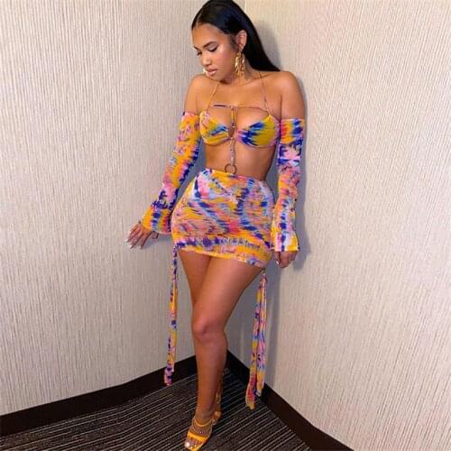 CHRONSTYLE Sexy Mesh Sheer Party Dress Clubwear Outfits Women 2021 See Through Off Shoulder Backless Hollow Out Slim Mini Dress