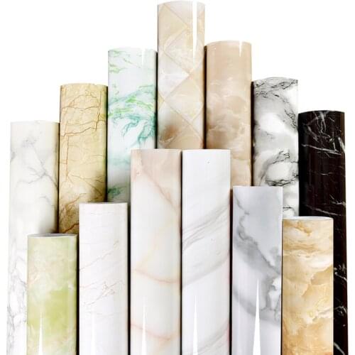 Modern style Vinyl Self Adhesive Waterproof & Oilproof Kitchen Paper Home Decorative Solid Color Marble & Grain Contact Stickers
