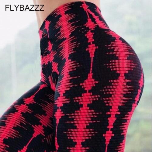 Women Black Red Printed Yoga Pants Sports Running Sportswear Stretchy Fitness Leggings Seamless Tummy Control Gym Tights Pants