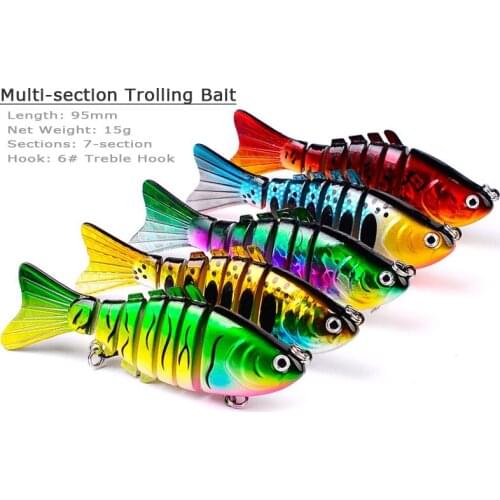 1pc x Fishing Lure Trolling Pike Swim Minnow Wobbler Artificial Hard Baits Multi Jointed Sections 95mm15g Crankbait JerkBait