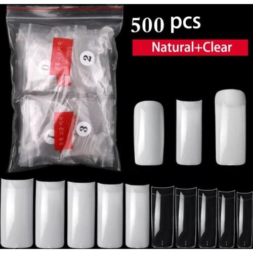 1Bag500pcs Fake Nail Extension Full Half Cover Sculpted Clear/Nature/ French Artificial Acrylic Coffin Manicure Design DIY Tool