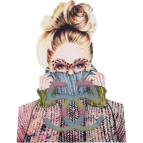 1Pc Girls Patches Sequins Patch Beautiful Embroidered Patch Badges Sewing Supplies Iron-on for Clothing Badge 30.1x21.1cm