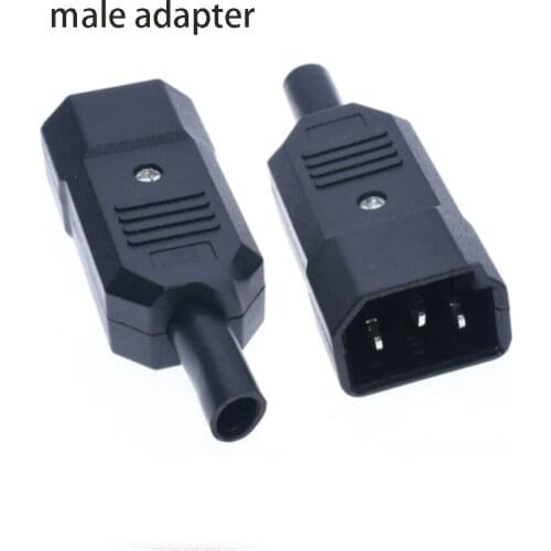 1PCS Straight Cable Plug Connector 10A 250V Black female&male Plug Rewirable Power Connector 3 pin AC Socket