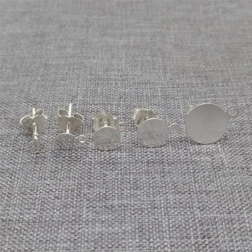 10prs of 925 Sterling Silver Stud Earring Posts Closed Ring 3mm 4mm 5mm 6mm 8mm