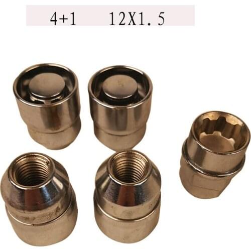 4+1 Car Auto Anti-theft Bolts Wheels Screw Lock Lug Nuts M12x1.5 with Security Key