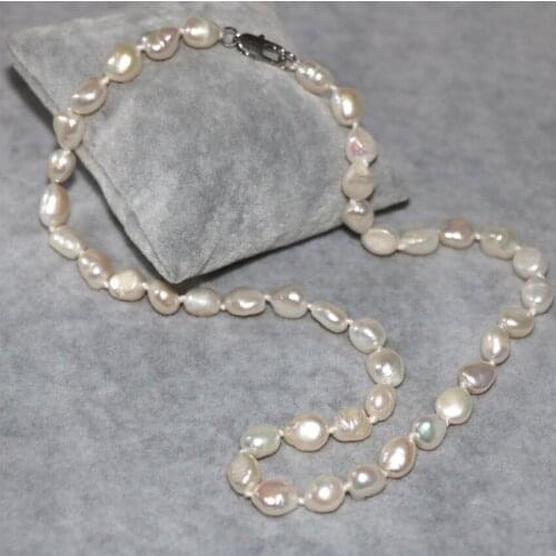 9-11mm natural white pearl beads irregular chain necklace for women wholesale price choker elegant gift diy jewelry 18inch B3020