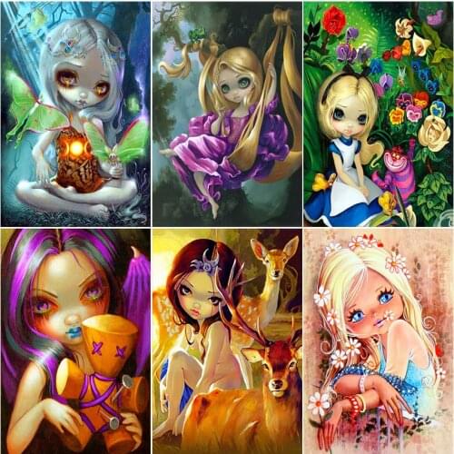 Diamond painting 5D kit set Full square Fantasy girl flower butterfly deer 3D diy Cuadros haft diamentowy Cross stitch art woman