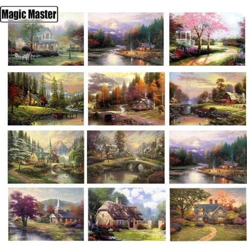 Diamond embroidered scenery 5D DIY diamond painting rhinestone full round/square diamond cross stitch decorative landscape