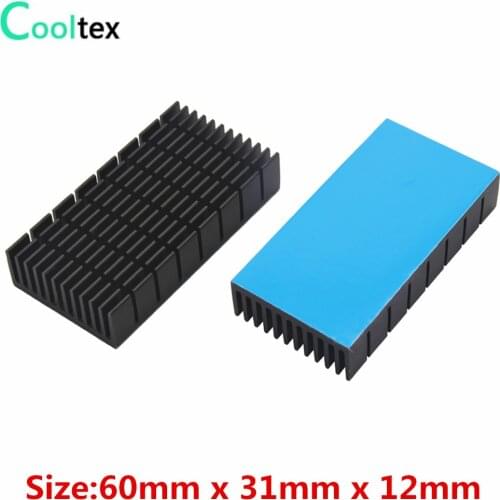 2pcs Aluminum Heatsink 60X31X12mm Heat sink for Electronic Chip Integrated Circuit Cooling With Thermal Conductive Tape