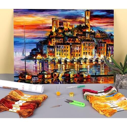 Cannes France Printed Canvas 11CT Cross-Stitch Embroidery Kit DMC Threads Craft Needlework Sewing Hobby Home Decor Needle