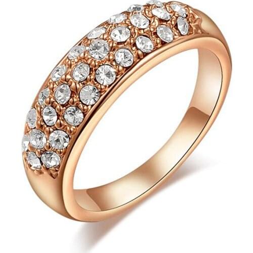 Classic Rose Gold Color/Gold Color Rhinestones Studded Finger Rings Jewelry