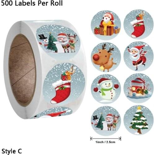 1 Roll (250pcs) 6 Designs Adhesive Christmas Gift Name Tags Present Seal Labels Christmas Decals Gift Package XMAS Stickers