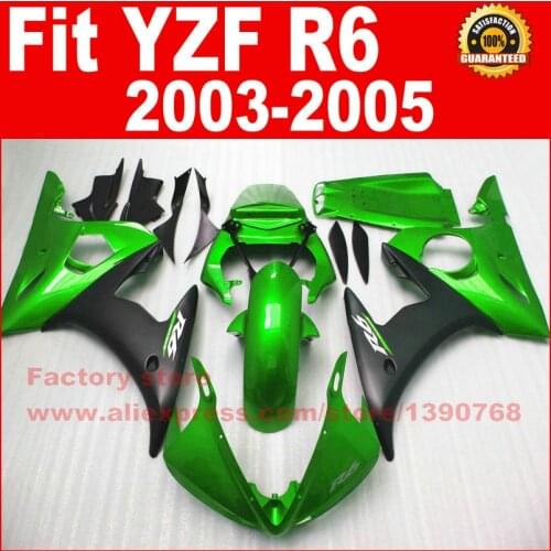 Motorcycle fairing kits for YAMAHA R6 2003 2004 2005 green matte black YZF R6 03 04 05 fairings kit set U0C