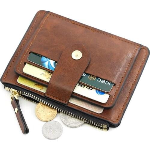 Small Fashion Credit ID Card Holder Slim Leather Wallet With Coin Pocket Man Money Bag Case For Men Mini Women Business Purse