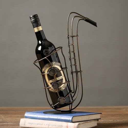 Continental retro iron red wine creative dining room decoration bar cafe table decoration Sax wine rack