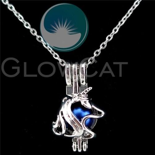 K849 Cute Exquisite Unicorn Beads Cage Essential Diffuser Aromatherapy Locket Necklace Kids Gift Jewelry
