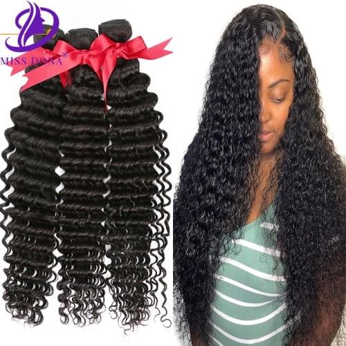 Miss Dona 1 3 4 Bundles Deal 30 32 40 Inch Deep Wave Brazilian Hair Weave Deep Curly Bundle Water Wholesale Raw Virgin Remy