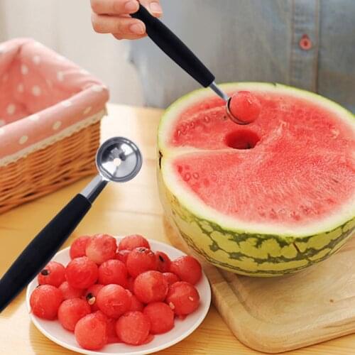 Multifunctional Double-headed Fruit Spoon Stainless Steel Watermelon Ball Digger Ice Cream Spoon Round Pulp Pitaya Ball Digger