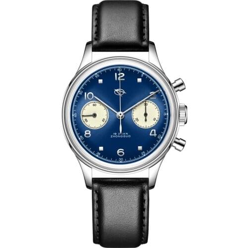 Fashion Military 1963 Mens Chronograph Watch Seagull1901 Manual Winding Movement Male Clock 38mm Acrylic Pilot Mechanical Watch