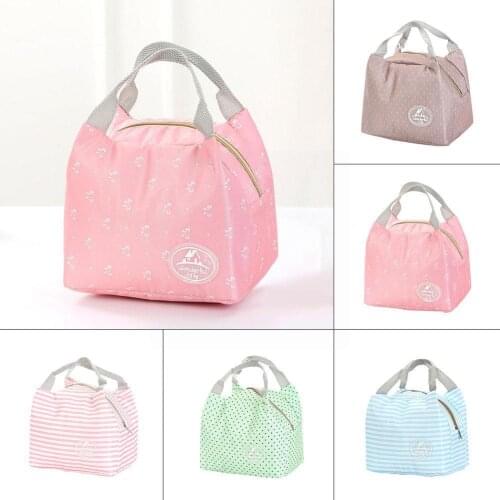 Fashion Simpl Etriped Dot Portable Lunch Box Bag Thermal Insulated Lunch Bag Cold Safe Keep Warm For Women Stripe Organizer