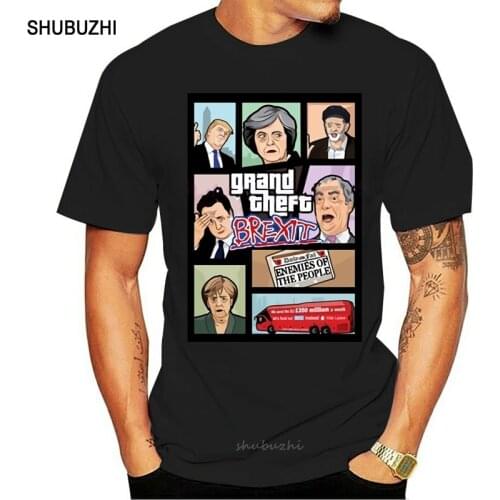 Grand Theft Auto 3D Men T Shirt GTA 5 T-shirt funny video game Tee shirt men Grand Theft Brexit Britain Merkel Trump tshirt