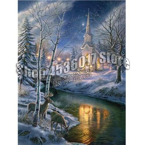 DIY,Diamond Painting,O Holy Night,Winter Churches,Full,Diamond Embroidery,Needlework,Rhinestones,Mosaic,Cross Stitch,Decoration