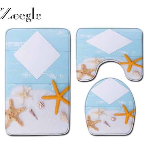 Zeegle Bathroom Mat Set Ant-slip Bathroom Carpet Shower Mat Absorbent Toilet Rug Foot Mat Washable Kitchen Rug Bath Carpet Set