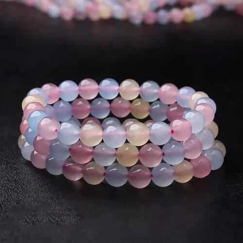 Genuine Natural Colorful Quartz Jade Bracelet Women Round Jade Stone Bead Elastic Beaded Bracelet Bangle Fashion Charm Jewellery