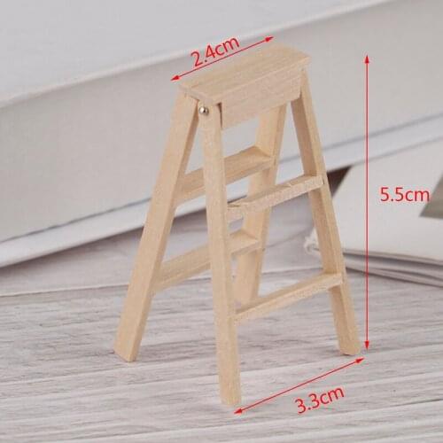 New Wooden Ladder 1:12 Dollhouse Miniature Furniture Toys