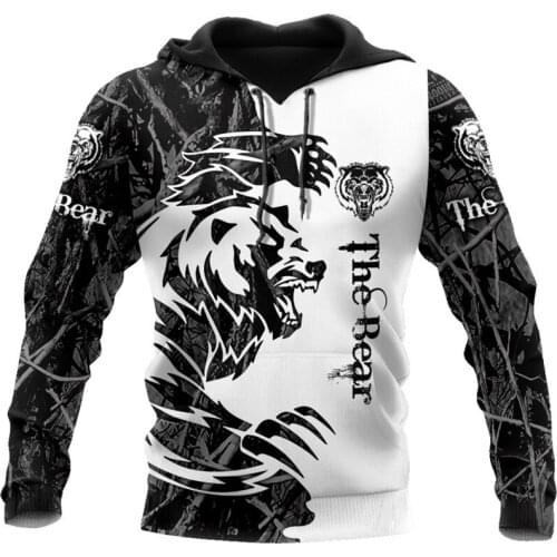 Latest 3D full body printing fashion bear hunting Hoodie mens Sweatshirt Unisex zipper Pullover casual jacket Sweatshirt