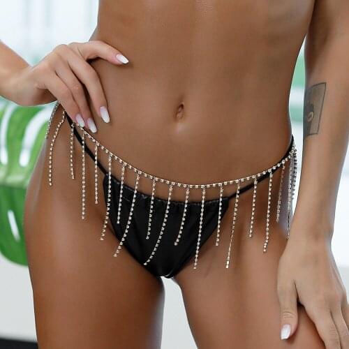 2021 New Rhinestone Decor Belly Button Chain Womens Sexy Summer Beach Body Jewelry Fashion Waist Chain Simplicity Body Chain