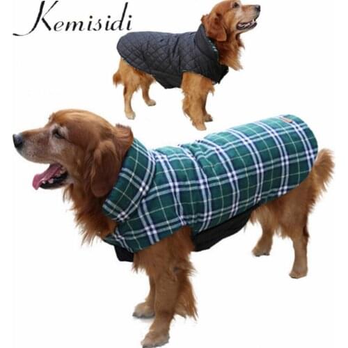 Autumn Winter Golden Retriever Big Dog Clothes Plaid Warm Windproof Coat Jacket Small Medium Corgi French Bulldogs Dog Apparel