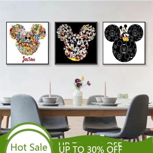 Disney Graffiti Art Mickey Mouse Posters Prints Modern Catoon Animated Canvas Painting Wall Art Picture Living Room Home Decor