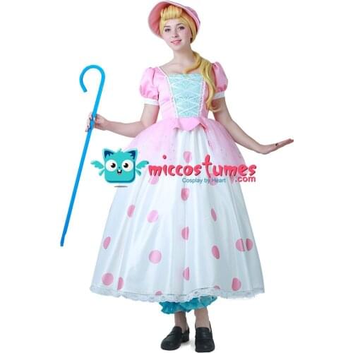 Little Bo Peep Costume Shepherdess Cosplay Dress Costume with Hat