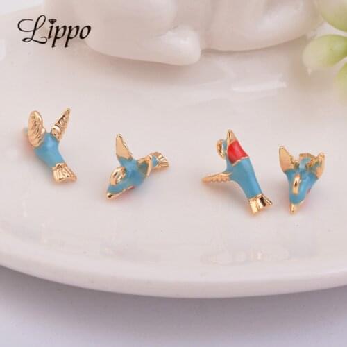 10pcs High Quality Blue Bird Charms Enamelled Flying birds Pendant For Bracelet Necklace Nickel free and Lead free