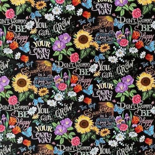 Half Meter Sunflower Daisy Cotton Printed Handmade Tablecloth Pillow Soft Baby Patchwork Cloth DIY Sewing Quilting Material