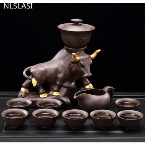 11pcs/set Portable ceramics Tea Set semi-automatic Spin tea infuser Handmade kettle teacup Household porcelain teaware drinkware