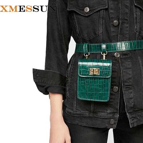XMESSUN Waist Bag Retro Crocodile Leather Pocket Multi-function Shoulder Messenger Bag Brown Green Wholesale Drop shipping F49