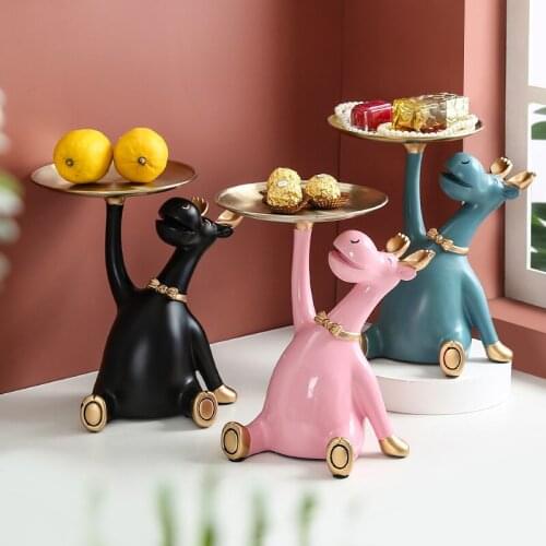 Nordic Resin Cute Animal Fruit Tray Decoration Living Room Coffee Table Entrance Key Storage Furnishings Home Decor Ornaments