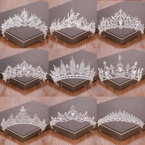 Silver Color Crystal Bridal Crown Wedding Hair Accessories Tiara Bridal Diadem Hair Jewelry Rhinestone Wedding Crown Headpiece