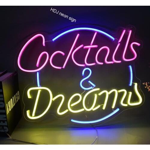 Cocktail Dream Custom LED Neon Sign Suitable For Beer Bar Nightclub Pub Party Decoration Neon Commercial Lighting