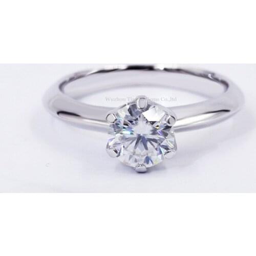 Tianyu Gems Moissanite Solitaire Ring Silver Classic Jewelry Accessories Diamond Wedding Gifts Hearts&Arrows Women Finger Rings