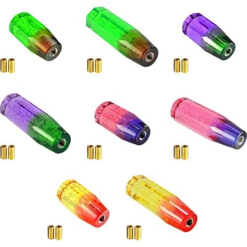 N0HF 10cm/15cm Universal Car Crystal Transparent Bubble LED Shift Knob Manual Shifter Gear Stick Shift Lever with Adapters