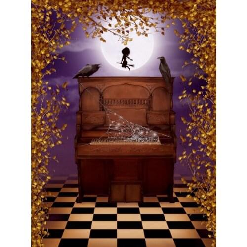 VinylBDS Children backdrops for photography Moon Piano Witch halloween backdrop photographic background WSJ-025