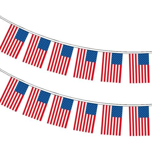 Xvggdg usa string Flags 38pcs/set American Flag String America USA Bunting Banner small US flagt banners