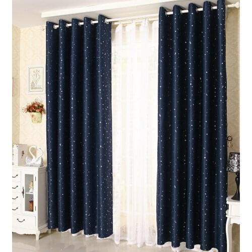 Nordic Style Blackout Star Bronzing Curtains with Shade Cloth Insulated Fabric Curtain for Home Living Room Window Decoration