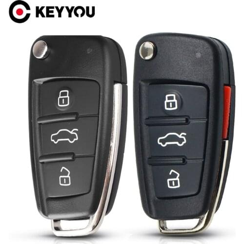KEYYOU Repalcement Folding Car Key Shell 3/4 Buttons For Audi A6 A4 A2 A8 TT Q7 2005 2006 2007 2008 2009 2010 2011